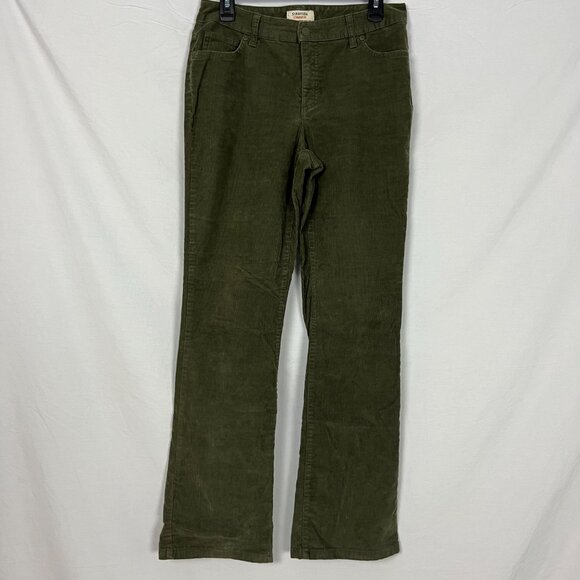 St. John's Bay Straight Fit Army Green Slender Boot Cut Corduroy Pants Size 8 - Picture 1 of 4
